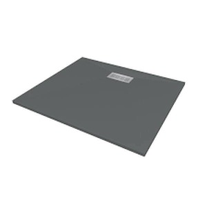lot 2 image: CASTICO 48 in. L x 42 in. W x 1.125 in. H Solid Composite Stone Shower Pan Base with Center Back Drain in Graphite Sand