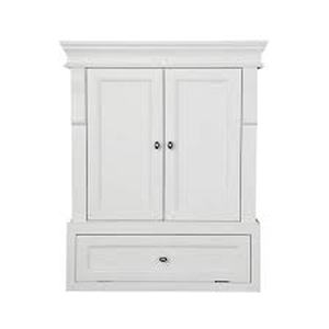 lot 22 image: Home Decorators Collection Naples 26.5 in. W x 8 in. D x 32.8 in. H Bathroom Storage Wall Cabinet in White