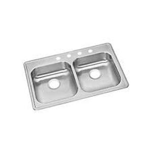 lot 47 image: Elkay Dayton Drop-In 33-in x 22-in Stainless Steel Double Equal Bowl 4-Hole Kitchen Sink