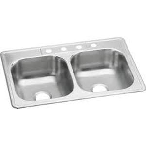 lot 59 image: Glacier Bay 33 in. Drop in Double Bowl 22 Gauge Stainless Steel Kitchen Sink with 4-Holes