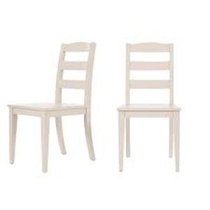 lot 66 image: StyleWell Ivory Wood Dining Chair with Ladder Back (Set of 2)