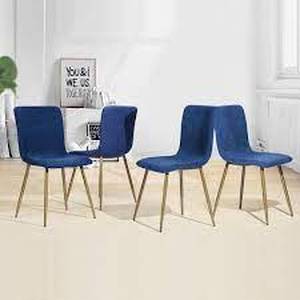 lot 73 image: Homy Casa Scargill Blue Textured Fabric Upholstered Dining Chairs (Set of 4)
