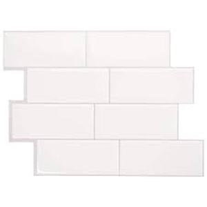 lot 129 image: Set of 25 Smart Tiles Metro Campagnola White 11.50 in. x 8.38 in. Vinyl Peel and Stick Tile 4-pack-62 Sq. ft.