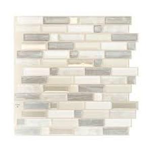 lot 130 image: Set of 4 Smart Tiles Crescendo Agati 4pk Peel and Stick 3D Backsplash-9.44 Sq. ft