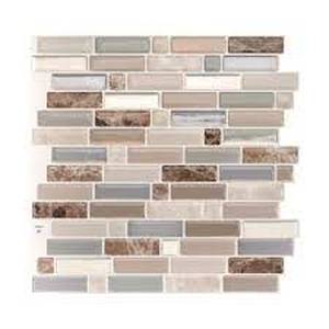 lot 132 image: Set of 9 Smart Tiles Crescendo Terra Brown  Beige 9.73 in. x 9.36 in. Vinyl Peel and Stick Tile 4-pack-21.24 Sq. ft.