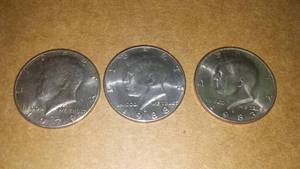 lot 370 image: Kennedy Half Dollar (3) 1979, 1983, 1988