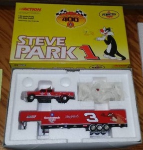 lot 508A image: NASCAR, Dale Earnhardt 164 Truck, Trailer, Car. Taz, Looney Pennzoil.
