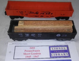 lot 792 image: Lionel O Scale Pennsylvania Short Gondola And Rio Grande Gondola