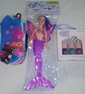 lot 648 image: Mermaid, Troll Socks and Nail Art Set
