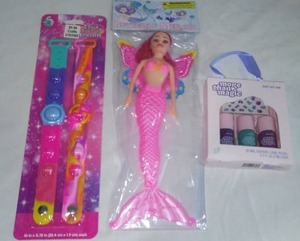 lot 594 image: Mermaid, Pop It Bracelets, Nail Art Set.
