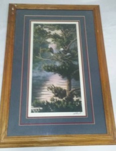lot 862 image: Kelly 1990, Eagles In Pine Tree Print.