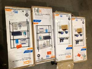 Lot of Assorted Utilty Shelving Various Sizes and Conditions  Customer Returns See Pictures