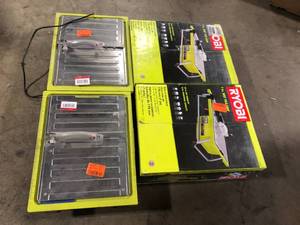 Lot of RYOBI 4.8 -Amps 7 in. Blade Corded Tabletop Wet Tile Saw   Customer Returns See Pictures