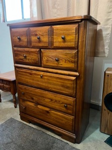 lot 13 image: Vintage Furniture Bedroom Storage Tall Boy Dresser By HARRISON