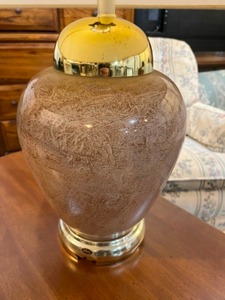 lot 22 image: Vintage Lamps & Lighting 1980s ALSY Glass Brass Ginger Jar Style Table Lamp Modern Earth Tones...