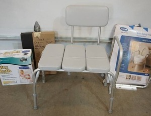 lot 63 image: Medical Supplies Shower Chair, Sitz Bath, Toilet Safety Arm Frame Etc...