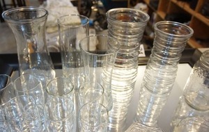 lot 65 image: Housewares Vintage Glass Vases, Custard Cups and Drink Glasses...