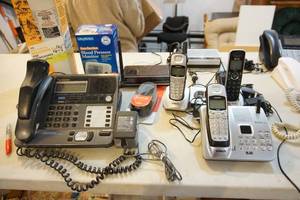 lot 68 image: Electronics Phones LifeSource Blood Pressure Monitor, Fire Extinguisher, Alarm Clock Radio Etc.
