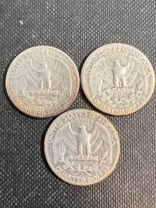 3 US WASHINGTON QUARTERS 1941P-D-S
