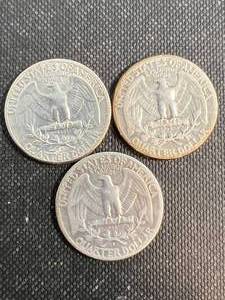 3 US WASHINGTON QUARTERS 1943P-D-S