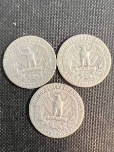 3 US WASHINGTON QUARTERS 1947P-D-S
