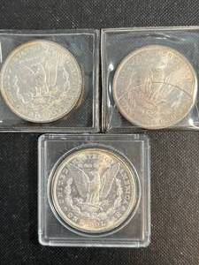 3 US MORGAN SILVER DOLLARS MS63-64 1881-S 2X 1884-O