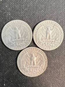 3 US WASHINGTON QUARTERS 1948P-D-S