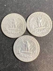 3 US WASHINGTON QUARTERS 1950P-D-S