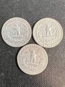 3 US WASHINGTON QUARTERS 1952P-D-S