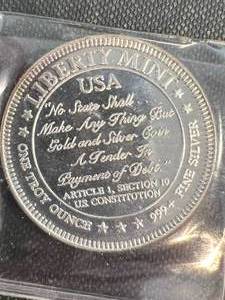 1 TROY OZ .999 FINE SILVER USS CONSTITUTION ROUND