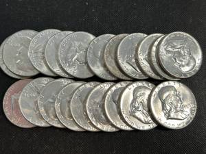 BU ROLL OF 1959 FRANKLIN HALF DOLLARS 20 COINS