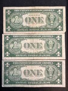 GROUP OF 3 US $1 BLUE SEAL SILVER CERT. 1935D 1935G 1935H