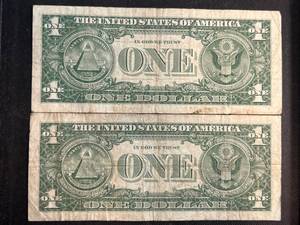 2 US $1 SILVER CERT. 1957A 1957B
