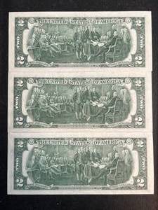 GROUP OF 3 US $2 BILLS WITH CONSEC. SERIAL NUMBERS