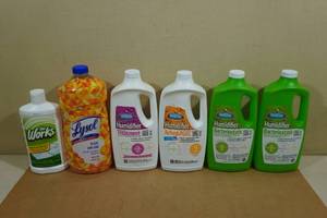 Assorted Cleaning Supplies - Humidifier Cleaners, Lysol, Works