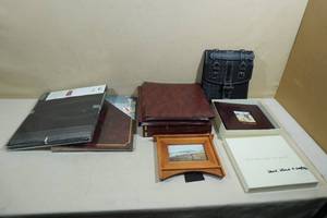 Assorted Photo Albums and Wood Frame