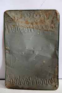 lot 3 image: Sir Walter Raleigh sign. Painted tin, single sided, has condition issues, 16x24