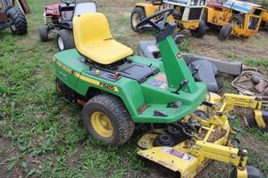 lot 23 image: John Deere F525 riding lawn mower, bearing went out in mower deck and has been sitting in shed for the past year
