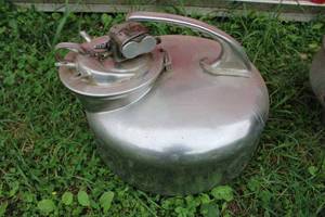 lot 129 image: 2 antique Surge milk buckets, one with cover, and 2 strainers