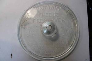 lot 153 image: Antique Maytag sanitary cheese jar, 8 in diameter 6 tall