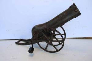 lot 156 image: Antique cast iron Young America marble cannon, no cracks or breaks, 16x8x5