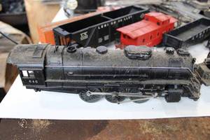 lot 159 image: Large lot of O gague model trains, 3 engines, 8 cars, signals, misc track, controller