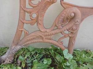 lot 190 image: Ornate cast iron desk ends