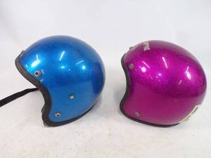 lot 32 image: Vintage Metal Flake Helmets