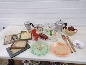 lot 63 image: Antique Glassware Frames and More