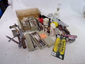 lot 77 image: Lot of Princess Silverware Service for 10, Pyrex measuring cup and Misc. Kitchen utensils