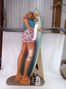 lot 156 image: Bartles and Jaymes Hawaiian Tropic tanning Lotion full size Cardboard Display Standee