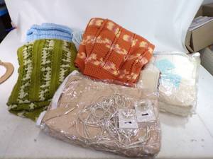 lot 188 image: Lot of Handmade Afghans, Blankets, Electric Blanket and More