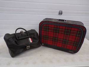 lot 237 image: Vintage American Tourister and Plaid Suitcase