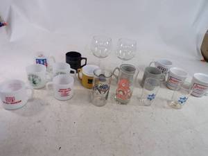 lot 265 image: Vintage Farmer Milk Glass Coffee Cups Care Bear Glass and Jacques Seeds Coffee Cups
